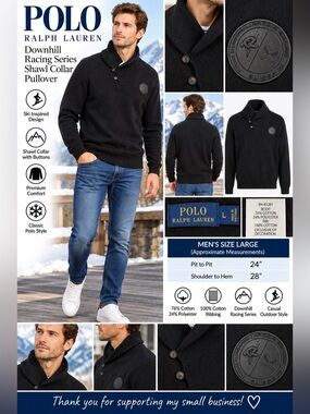 Polo Ralph Lauren Downhill Racing Series Shawl Collar Pullover Sweater Men’s L B